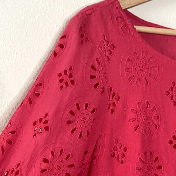 BY ANTHROPOLOGIE DANI LACE EYELET PINK DROP WAIST DRESS SIZE 12 - Picture 7 of 16